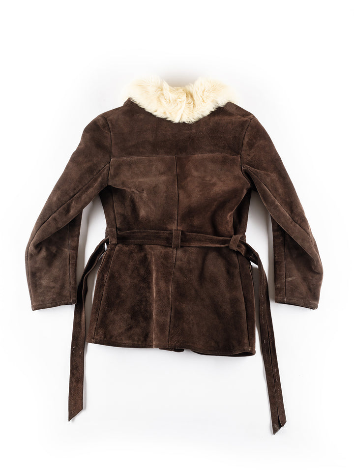 Vintage 70's Women Faux Sheepskin Coat in BrownMN255
