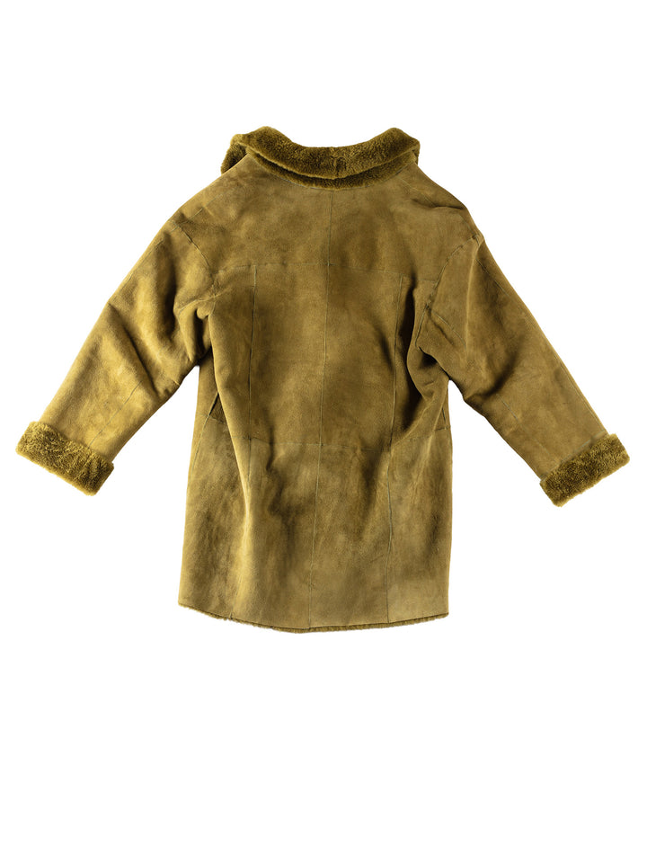 Vintage 70's Women Sheepskin Coat in GreenMN349