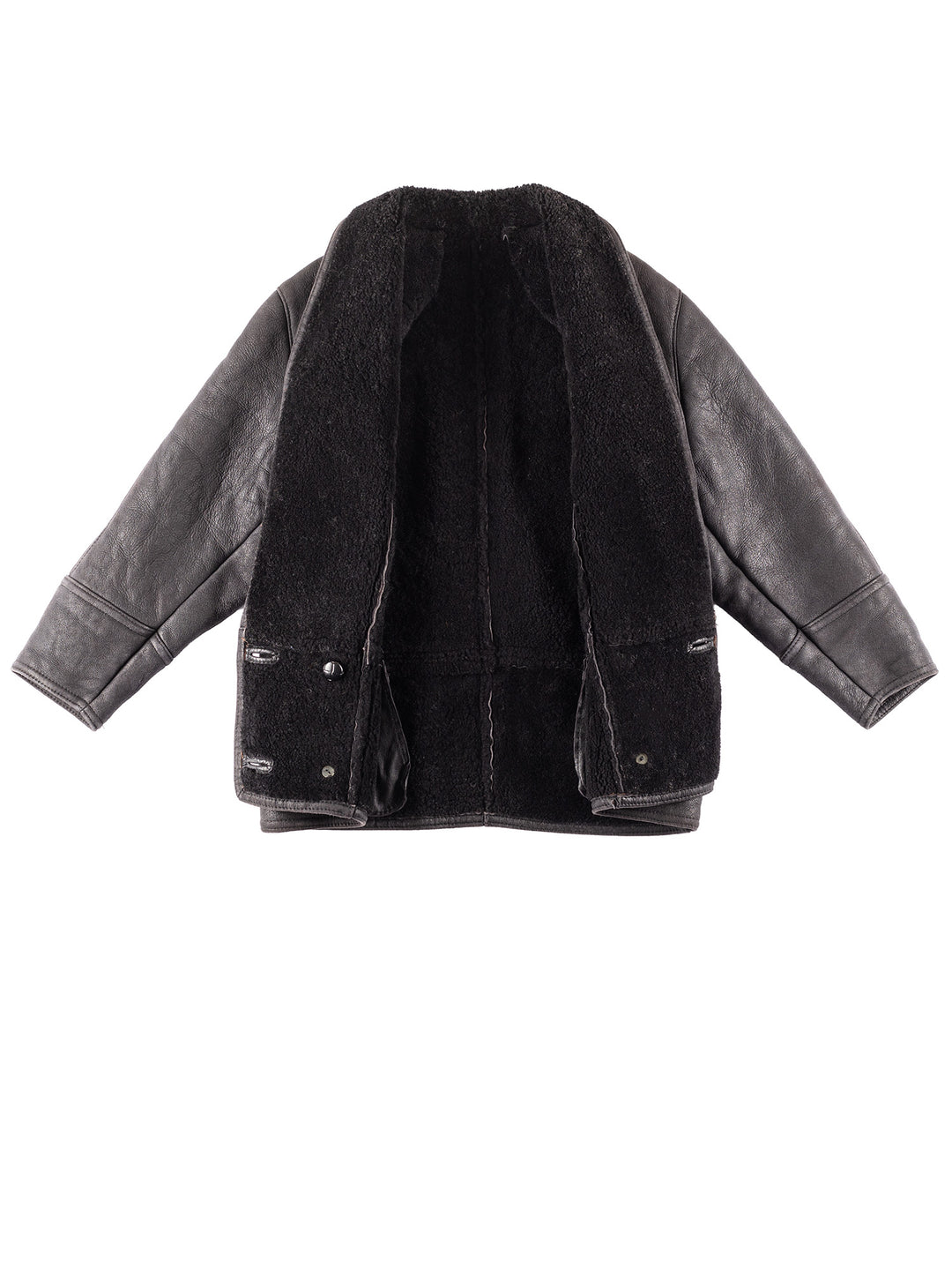 Vintage 90's Women Sheepskin Coat in Black