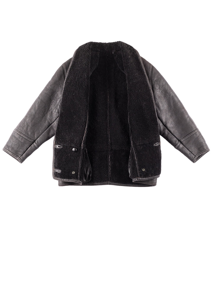Vintage 90's Women Sheepskin Coat in Black
