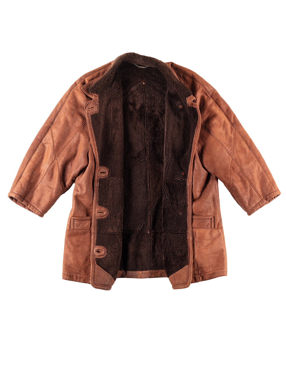 Vintage 80's Women Sheepskin Coat in Brown