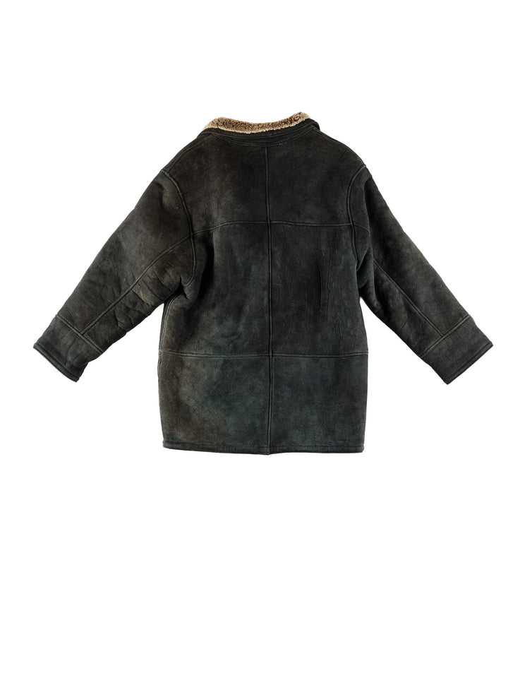 Vintage 80's Men Sheepskin Coat in GreenVN593