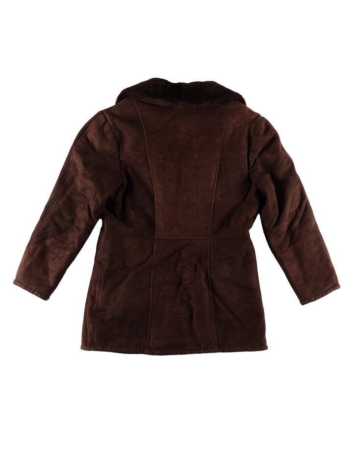 Vintage 80's Men Sheepskin Coat in BrownVN482