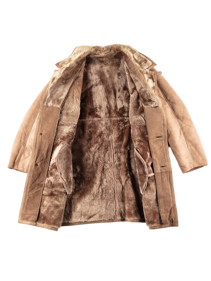 Vintage 70's Men Sheepskin Coat in Beige