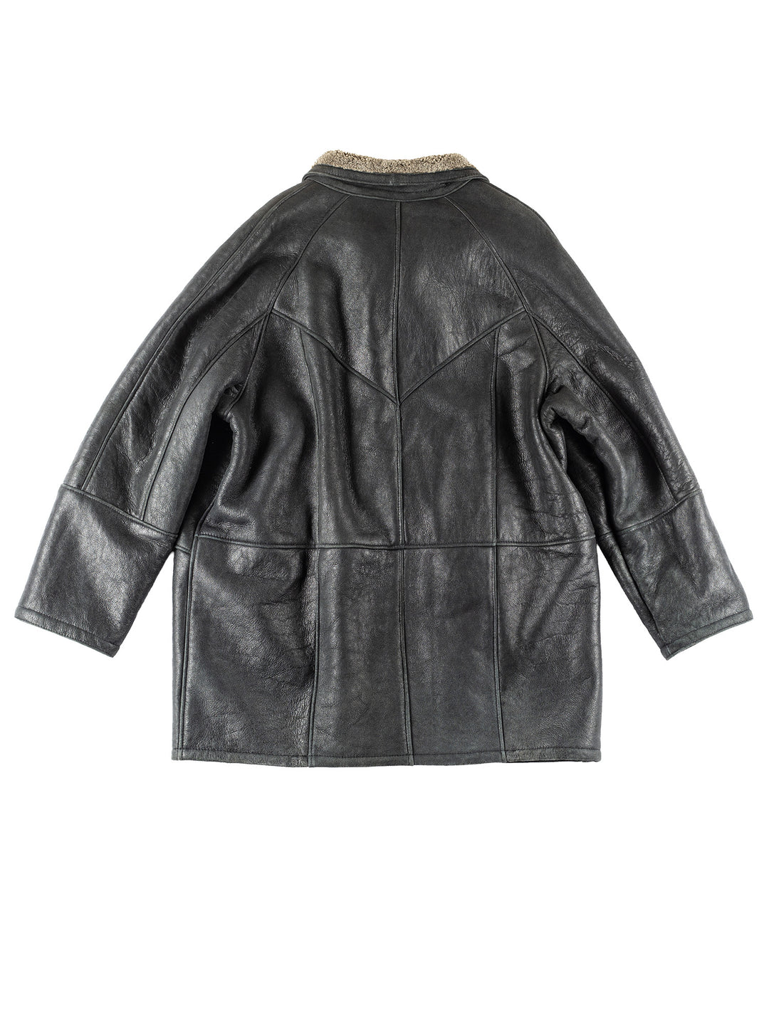Vintage 80's Men Sheepskin Coat in Black