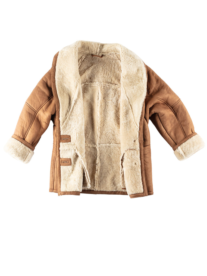 Vintage 80's Women Sheepskin Coat in Brown