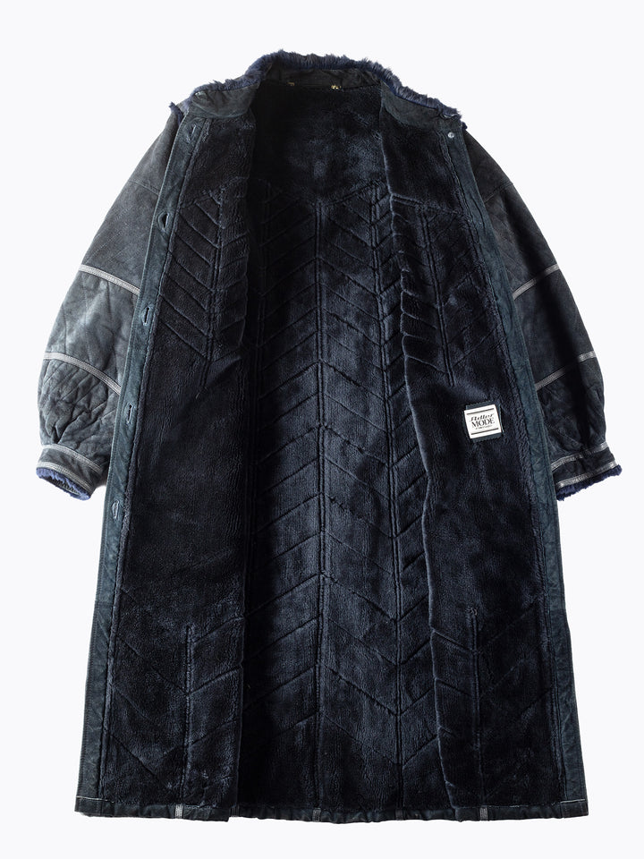 Vintage 80's Women Faux Sheepskin Coat in Blue