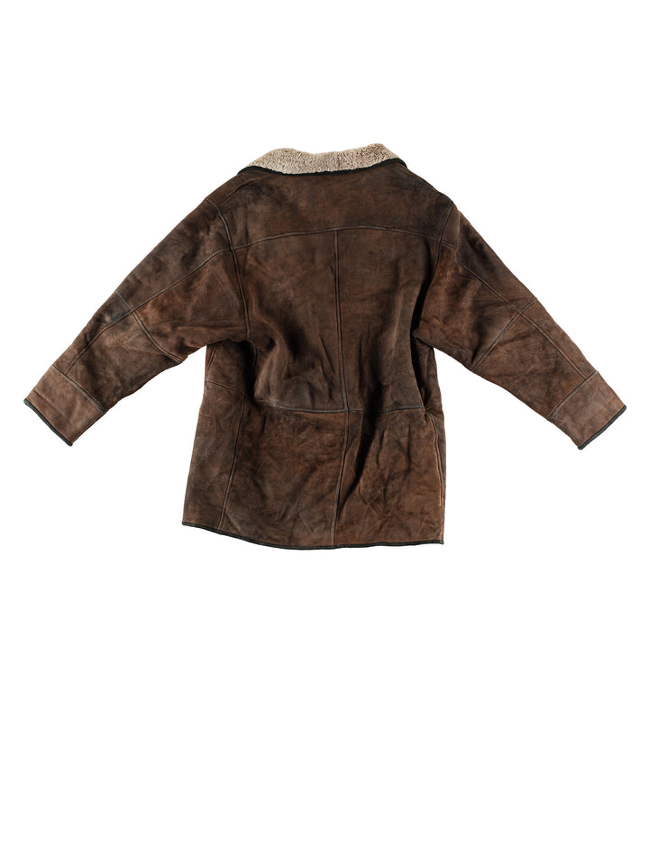 Vintage 80's Men Sheepskin Coat in BrownVN605
