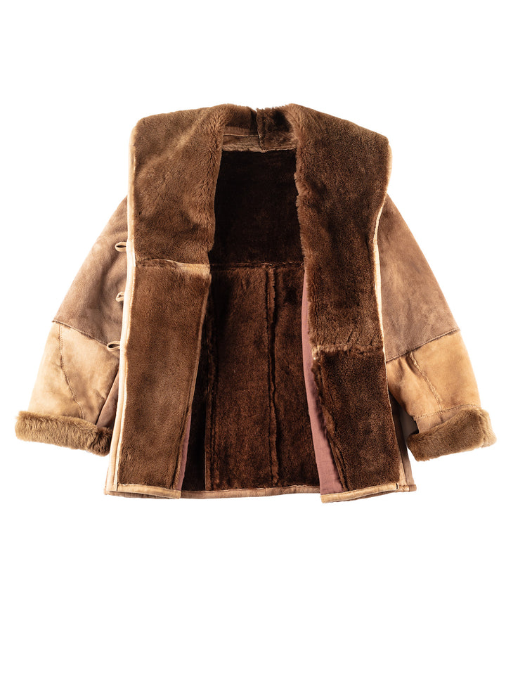Vintage 80's Women Sheepskin Coat in Brown