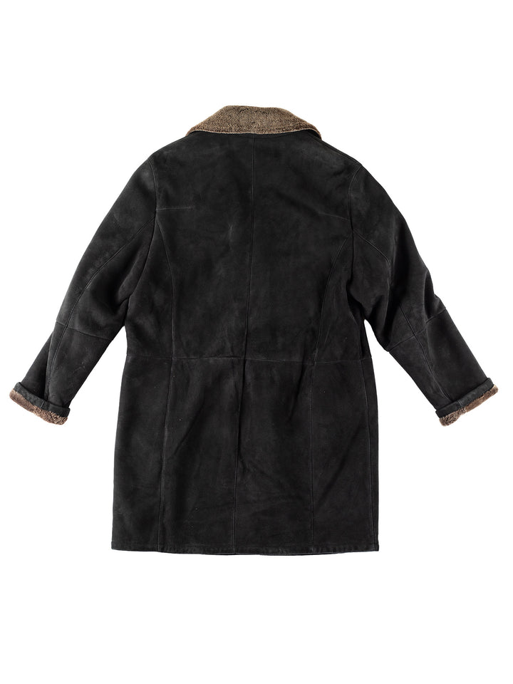 Vintage 80's Men Sheepskin Coat in BlackVN150