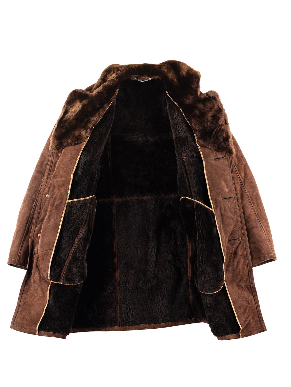Vintage 80's Men Sheepskin Coat in Brown