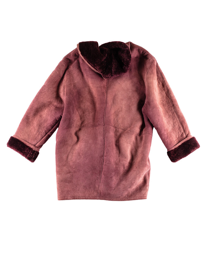 Vintage 80's Women Sheepskin Coat in RedMN426