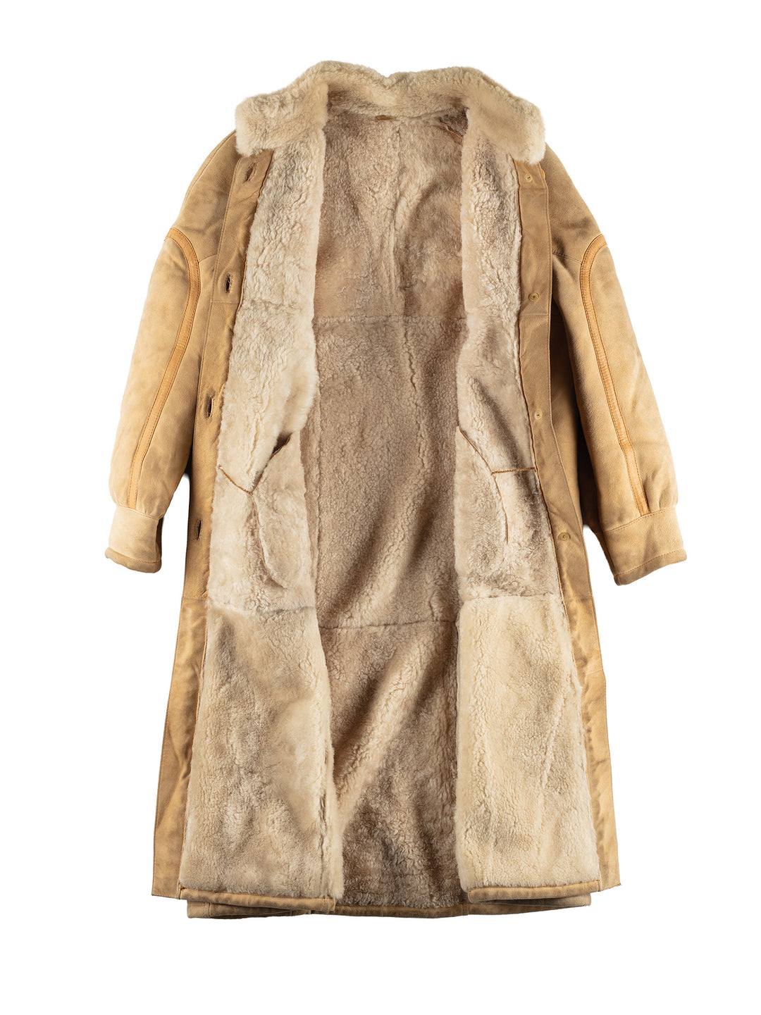 Vintage 90's Women Sheepskin Coat in Beige