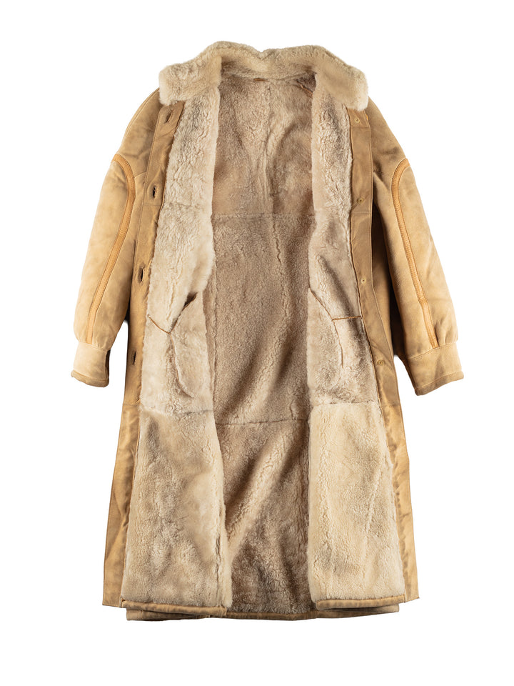 Vintage 90's Women Sheepskin Coat in Beige