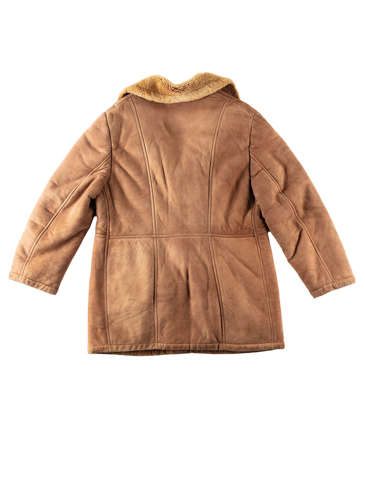 Vintage 80's Men Sheepskin Coat in BrownVN163