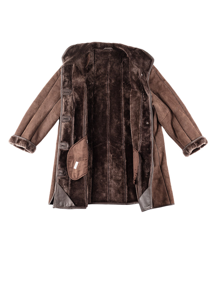 Vintage 80's Women Sheepskin Coat in Brown