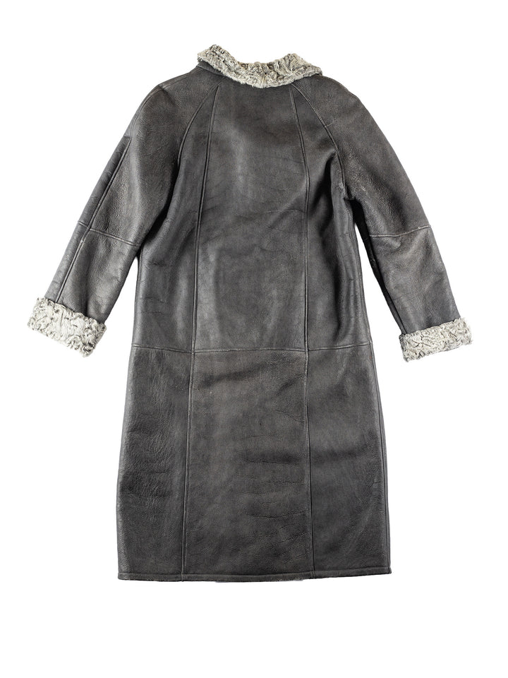 Vintage 90's Women Sheepskin Coat in GrayMN214