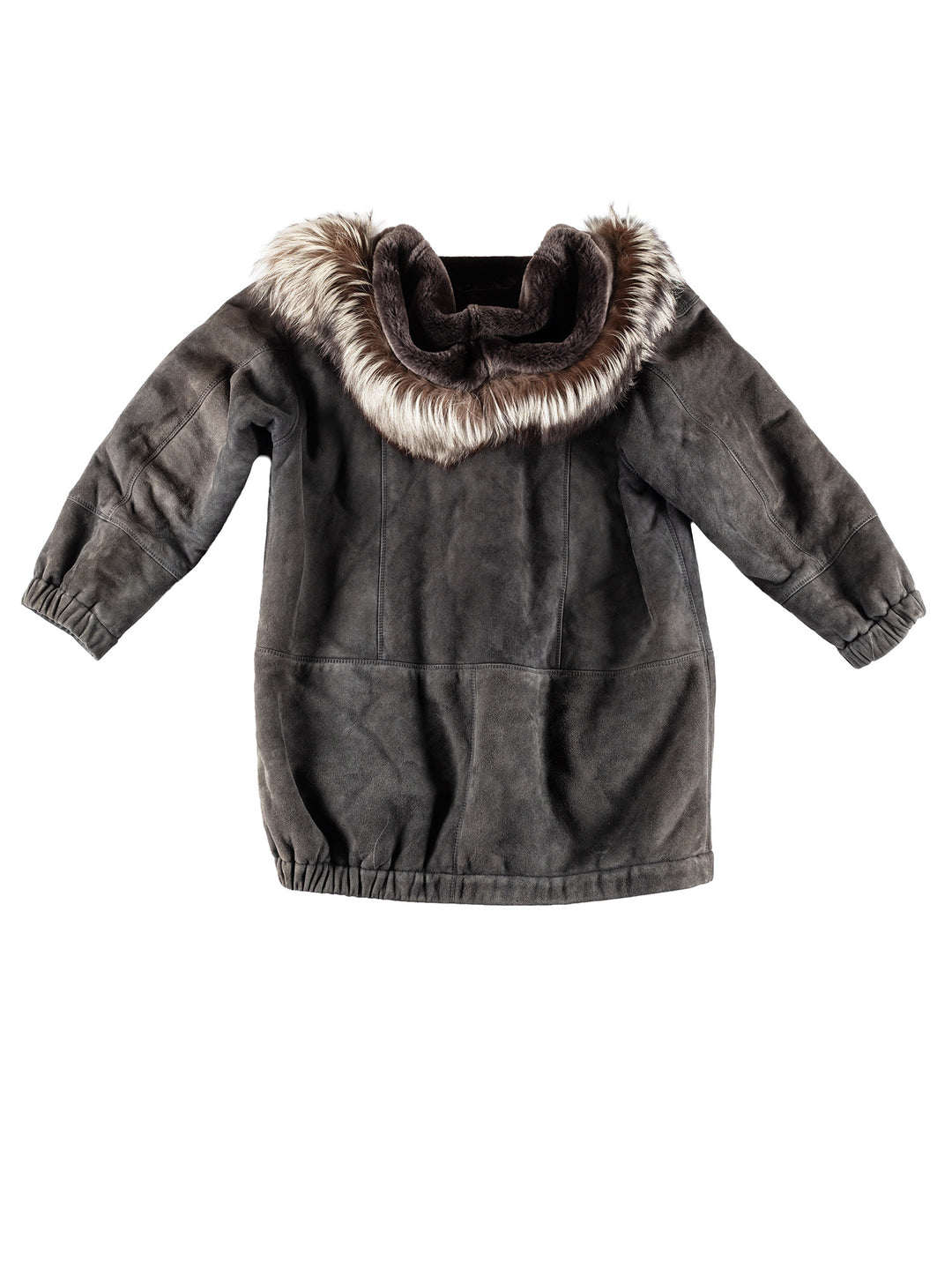 Vintage 80's Women Sheepskin Coat in GrayMN411