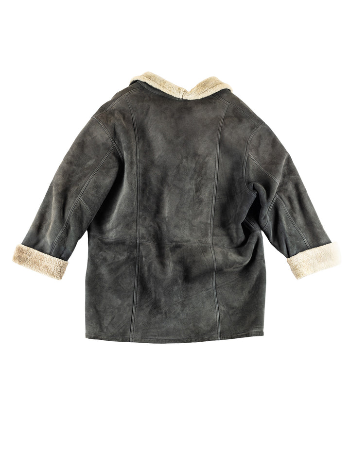 Vintage 80's Women Sheepskin Coat in GrayMN433
