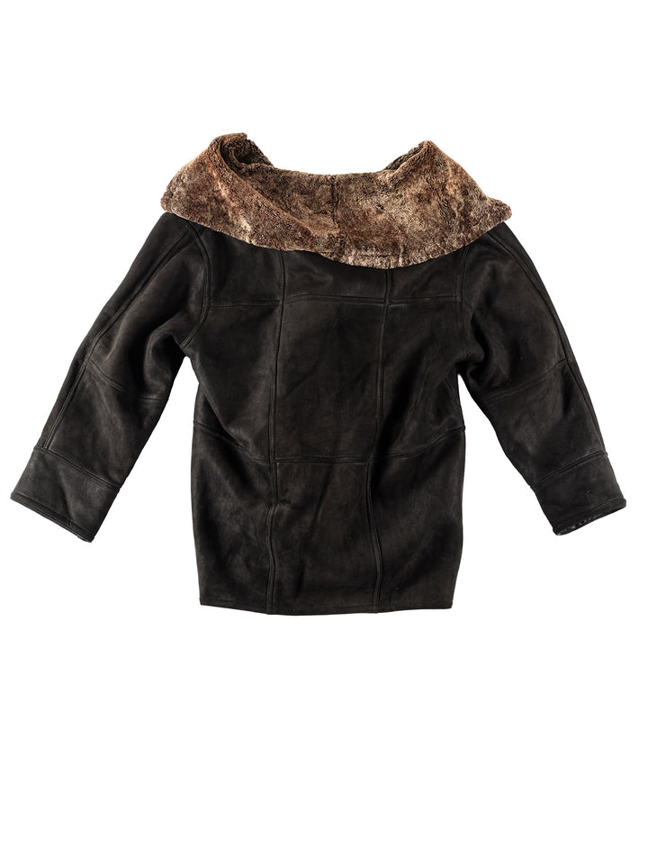 Vintage Women Sheepskin Coat in BlackMN138