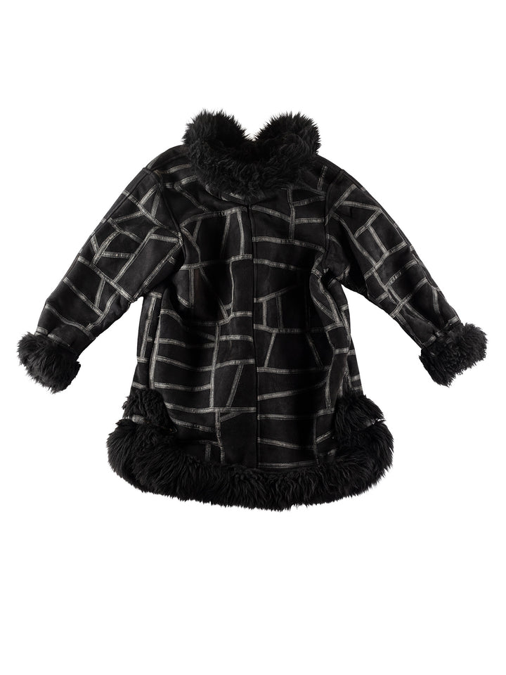 Vintage 80's Women Sheepskin Coat in BlackMN237