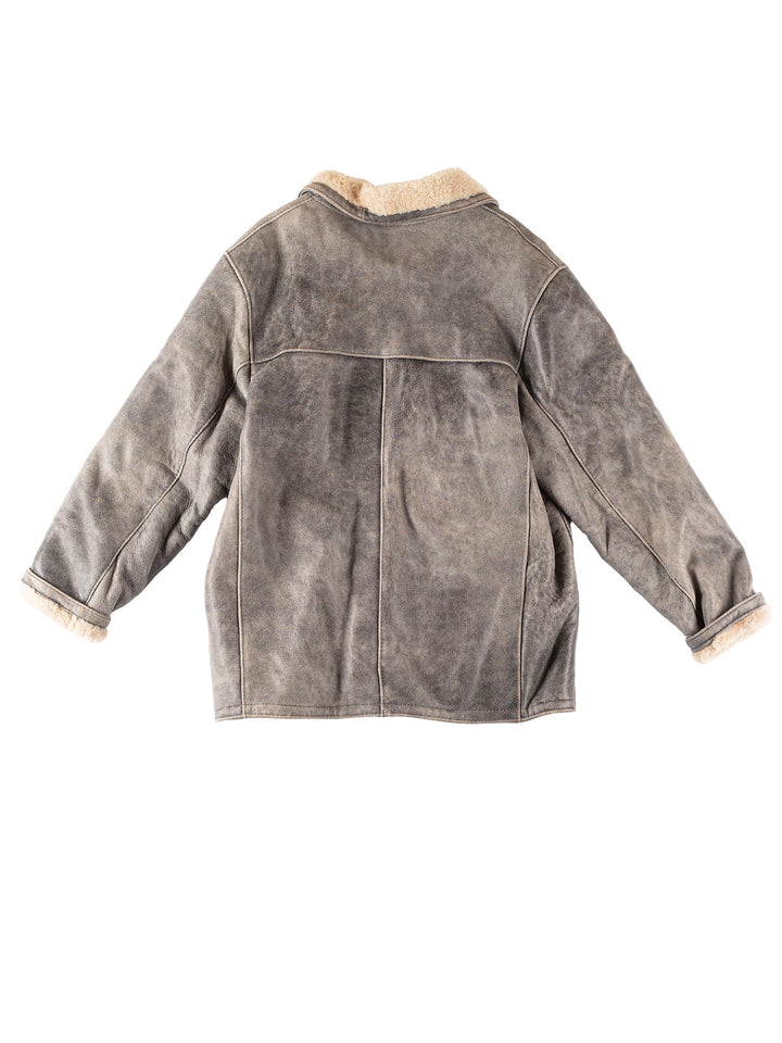 Vintage 90's Men Sheepskin Jacket in GrayVN282