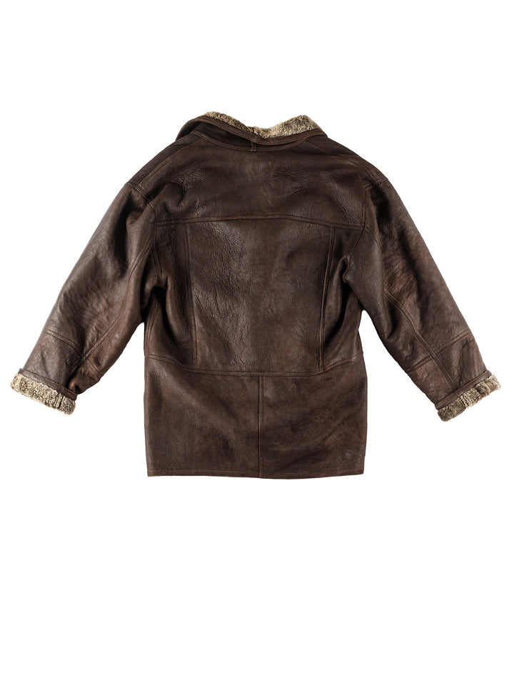 Vintage 80's Men Sheepskin Coat in BrownVN226