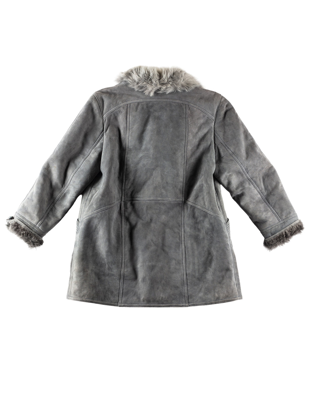 Vintage 80's Women Sheepskin Coat in GrayMN242