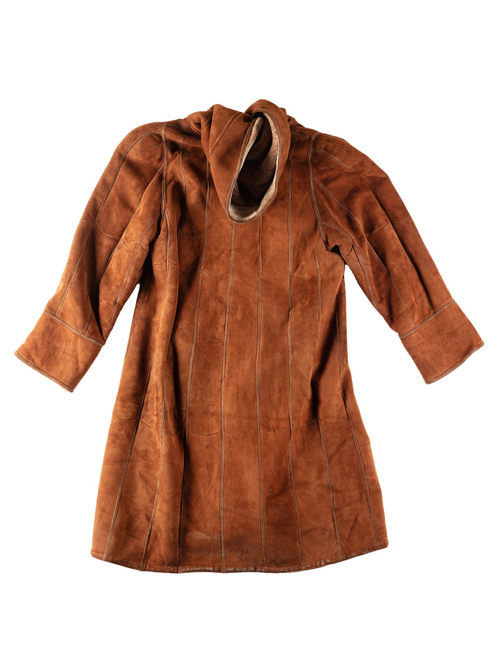 Vintage 80's Women Sheepskin Coat in OrangeMN149