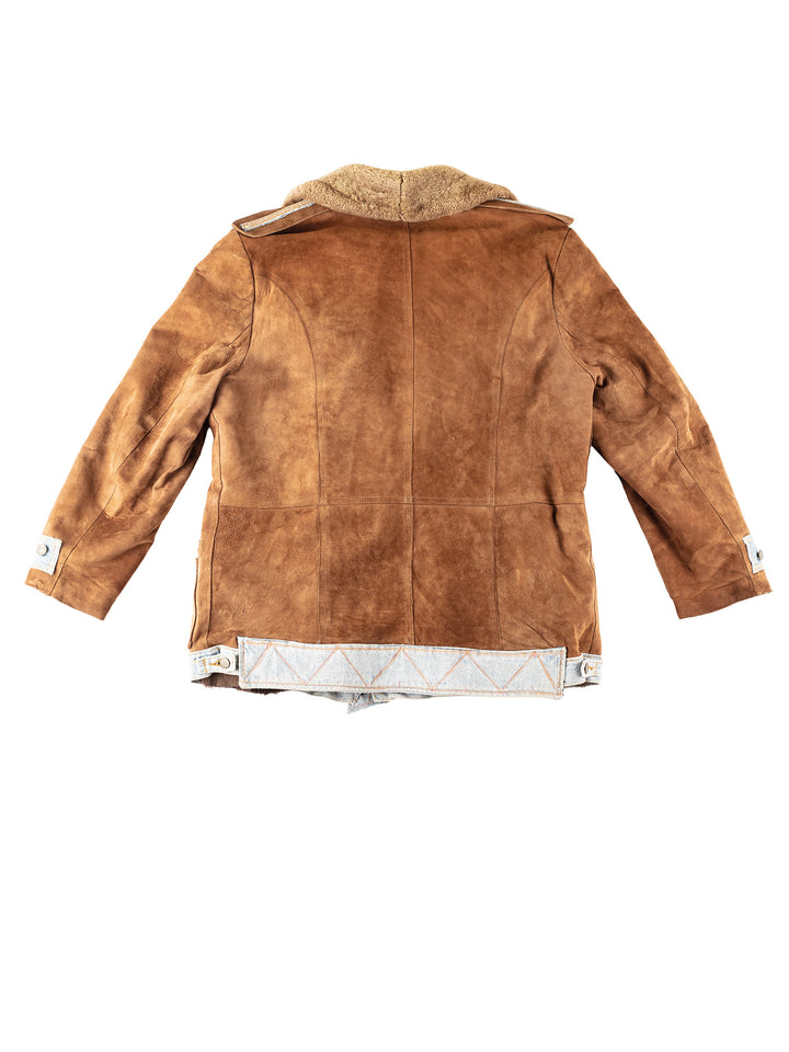Vintage 90's Men Faux Sheepskin Jacket in BrownVN266