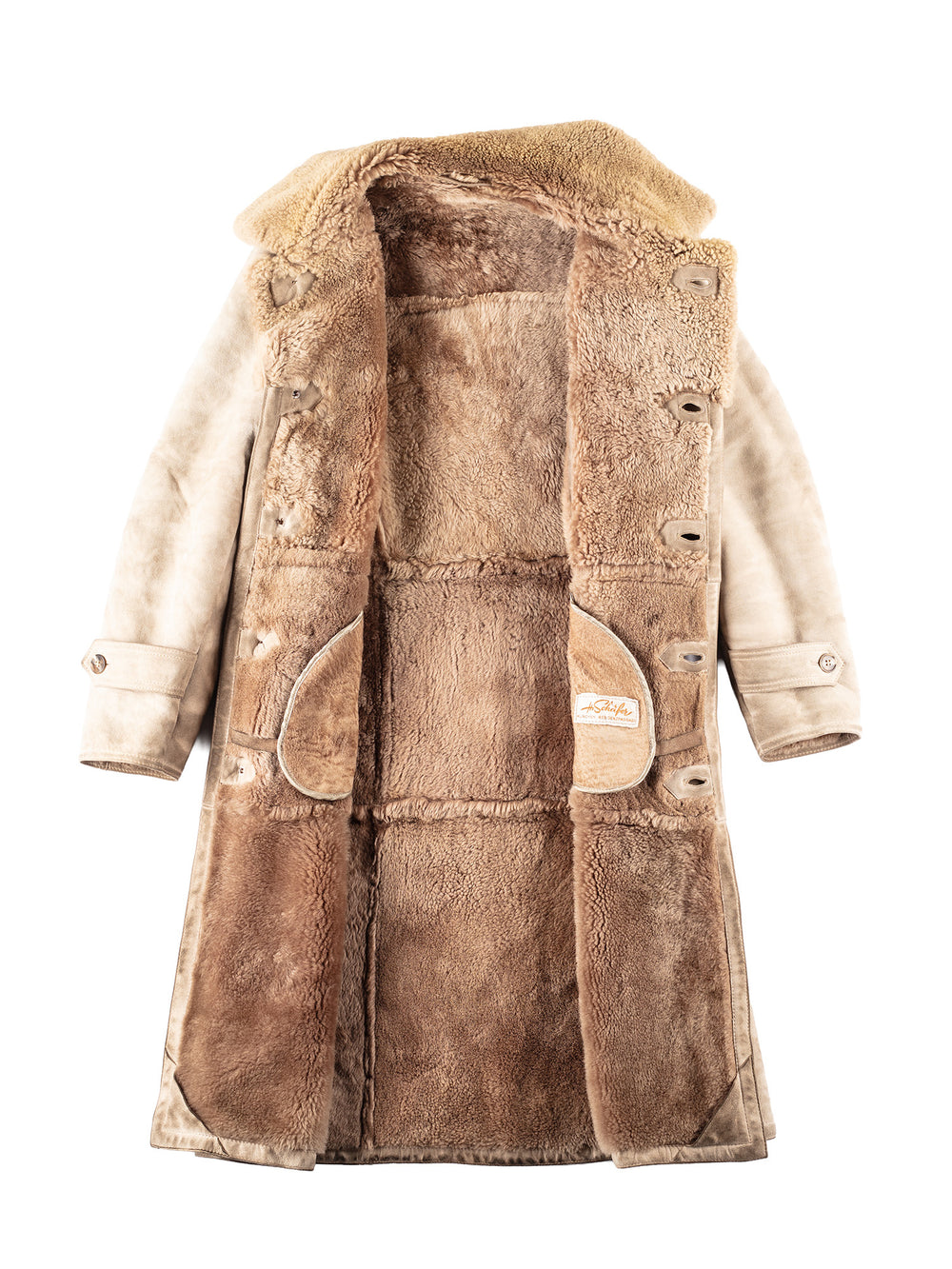 Vintage 70's Women Sheepskin Coat in Beige
