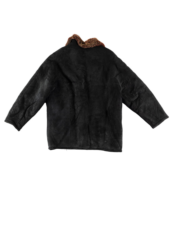 Vintage 80's Men Sheepskin Coat in BlackVN606