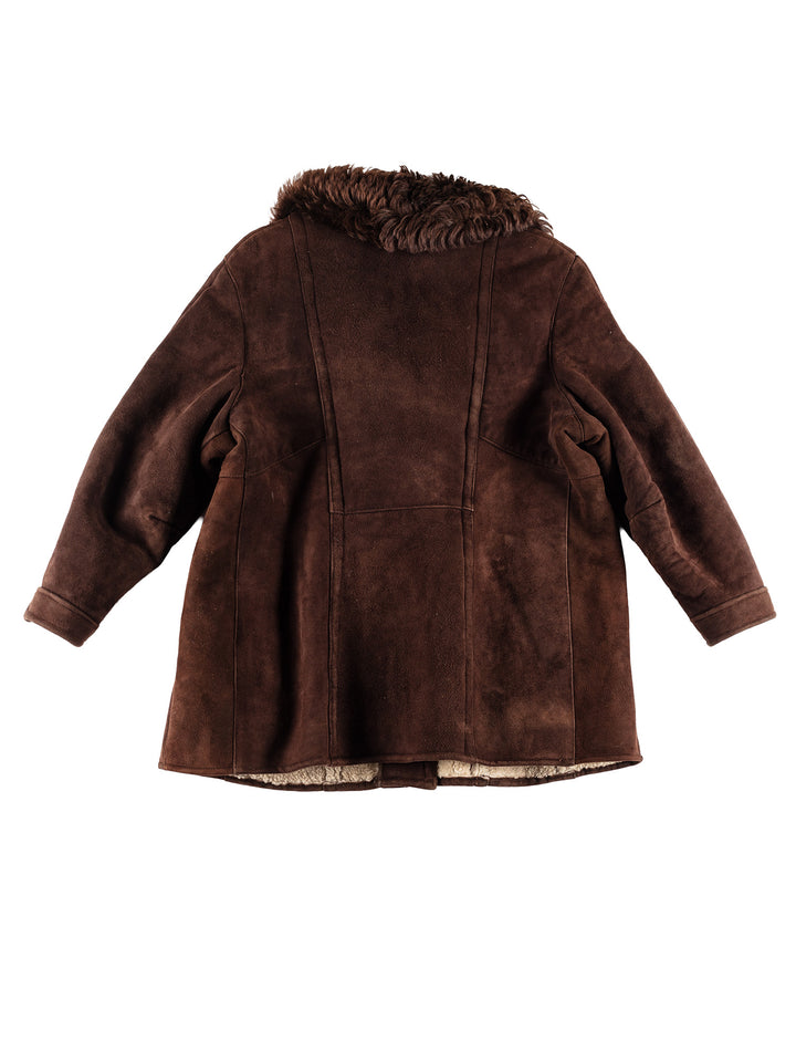 Vintage 80's Women Sheepskin Coat in BrownMN409
