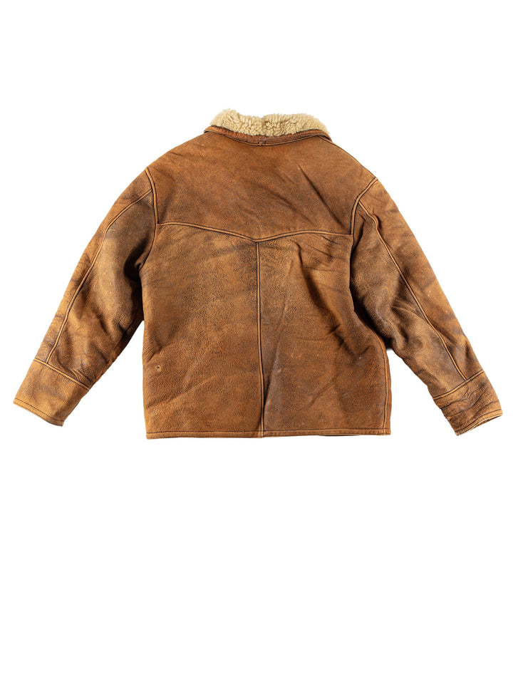 Vintage 80's Men Sheepskin Coat in BrownVN490