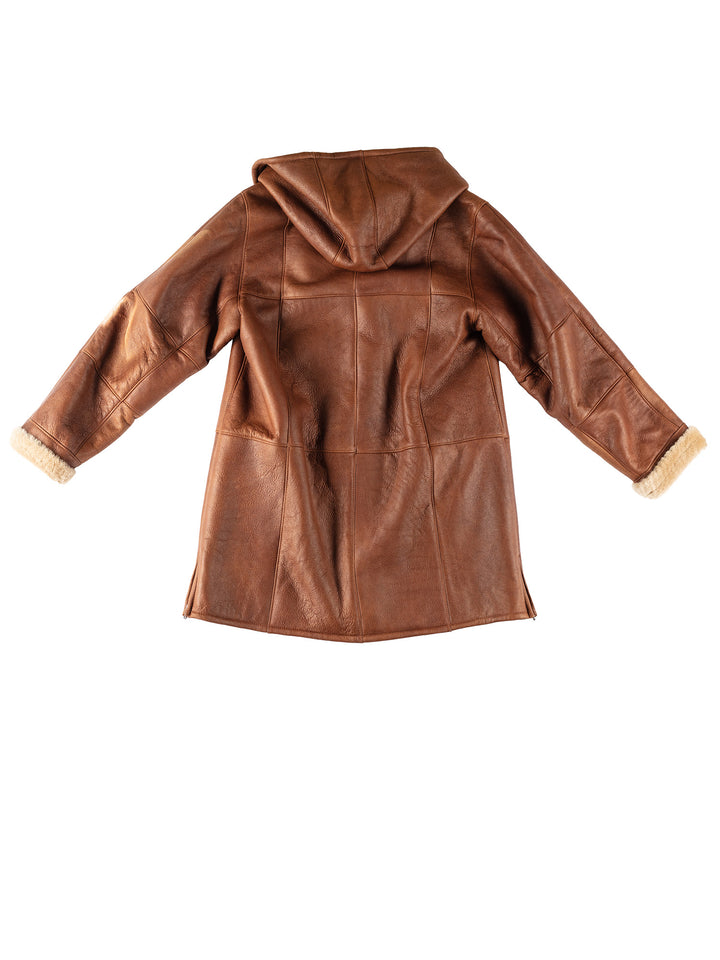 Vintage 80's Women Sheepskin Coat in BrownMN375