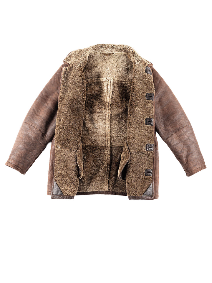 Vintage 90's Men Sheepskin Coat in Brown