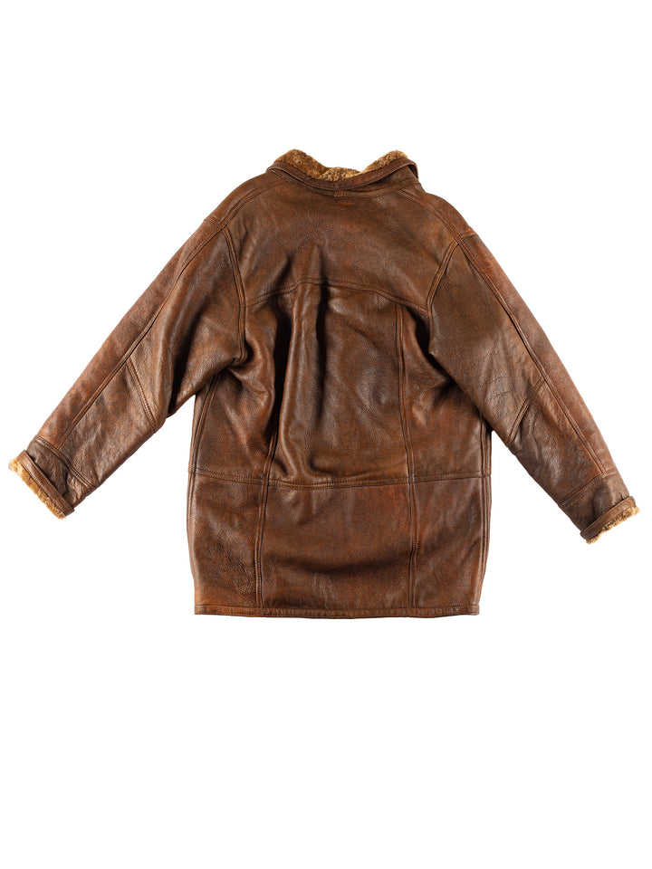 Vintage 80's Men Sheepskin Coat in BrownVN486