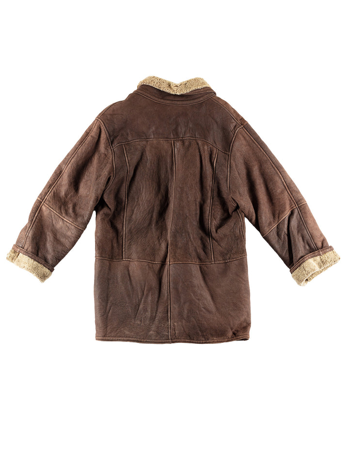 Vintage 80's Men Sheepskin Coat in BrownVN504