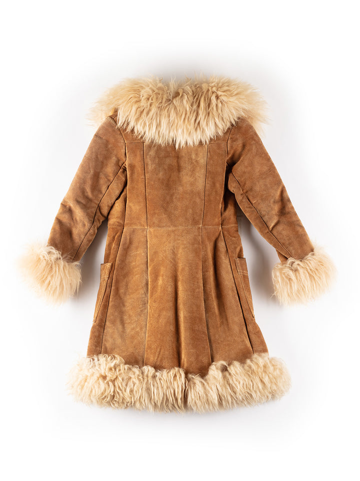 Vintage 70's Women Faux Sheepskin Coat in GrayMN229