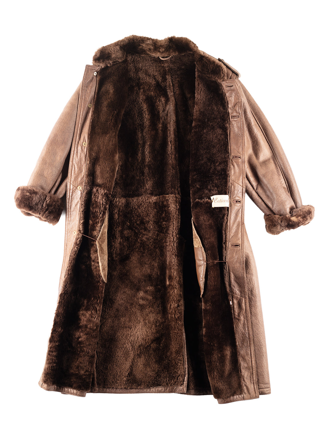 Vintage 80's Men Sheepskin Coat in Brown