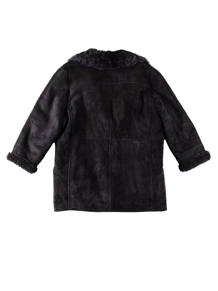 Vintage 80's Men Sheepskin Coat in BlackVN353