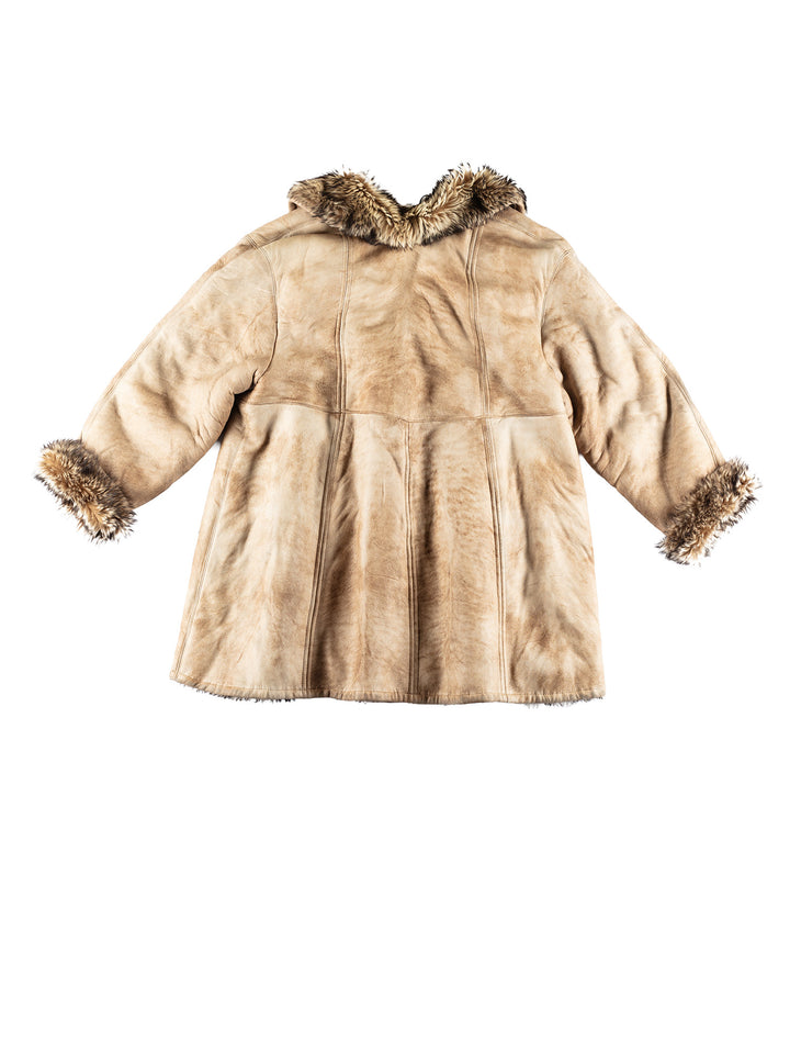 Vintage 80's Women Sheepskin Coat in BeigeMN428