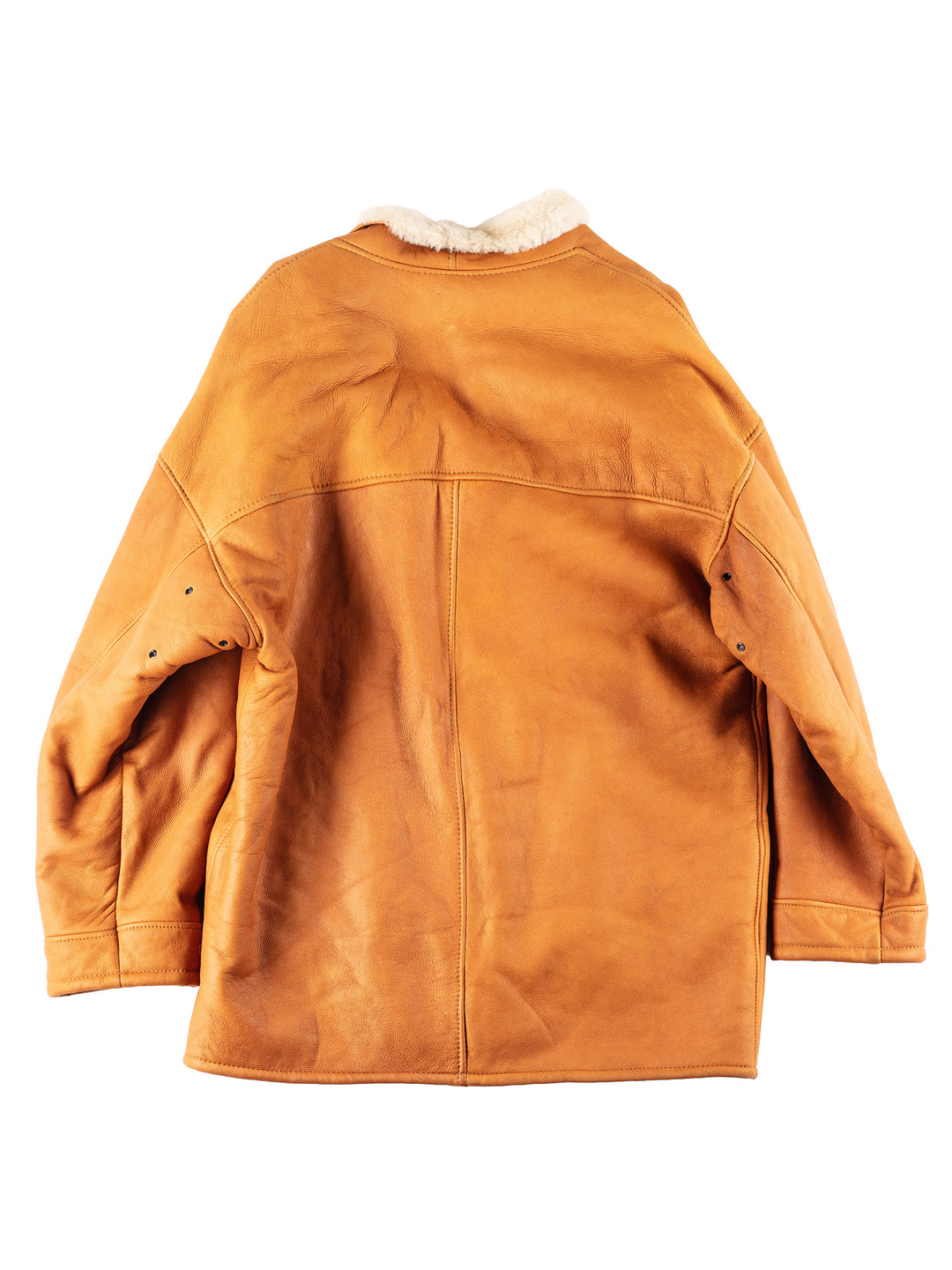 Vintage 70's Men Sheepskin Coat in Orange