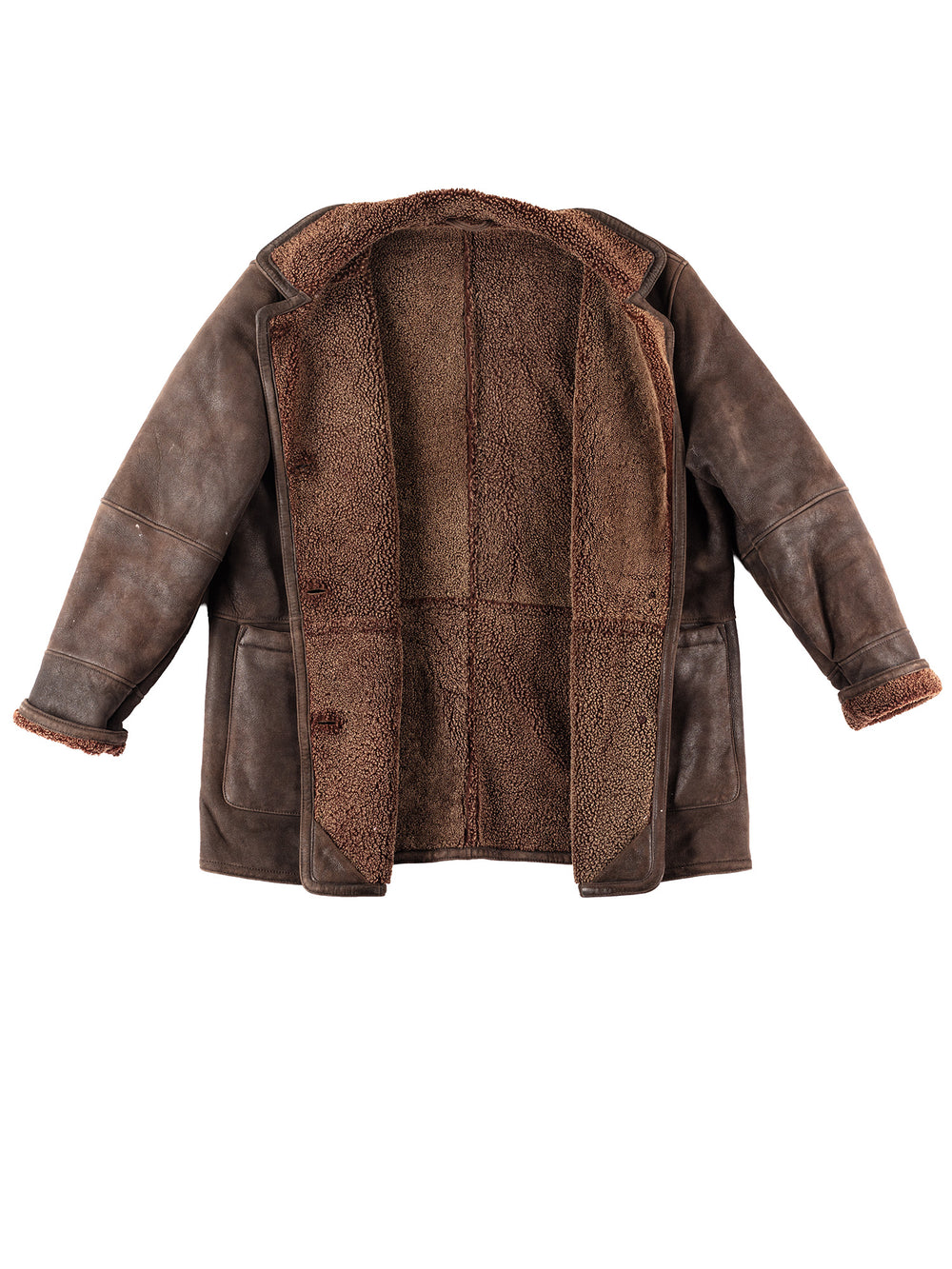 Vintage 90's Women Sheepskin Coat in Brown