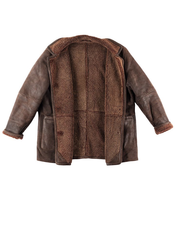 Vintage 90's Women Sheepskin Coat in Brown