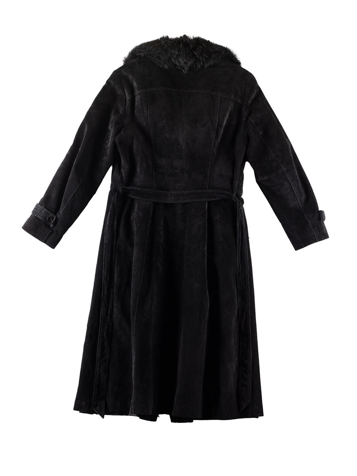 Vintage 70's Women Suede Coat in BlackMN257