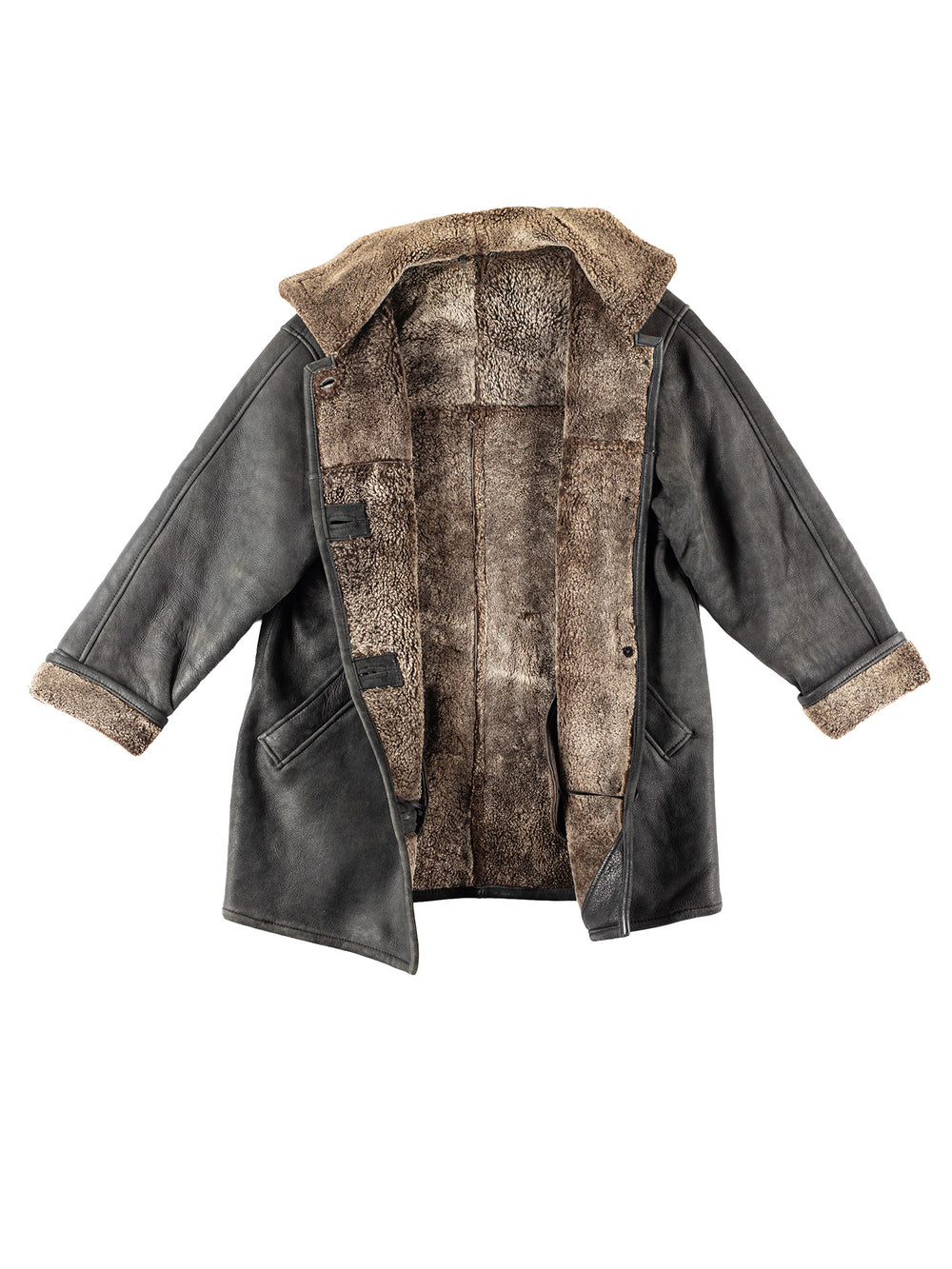 Vintage 80's Women Sheepskin Coat in Gray