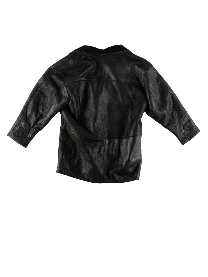 Vintage 80's Men Sheepskin Coat in BlackVN502