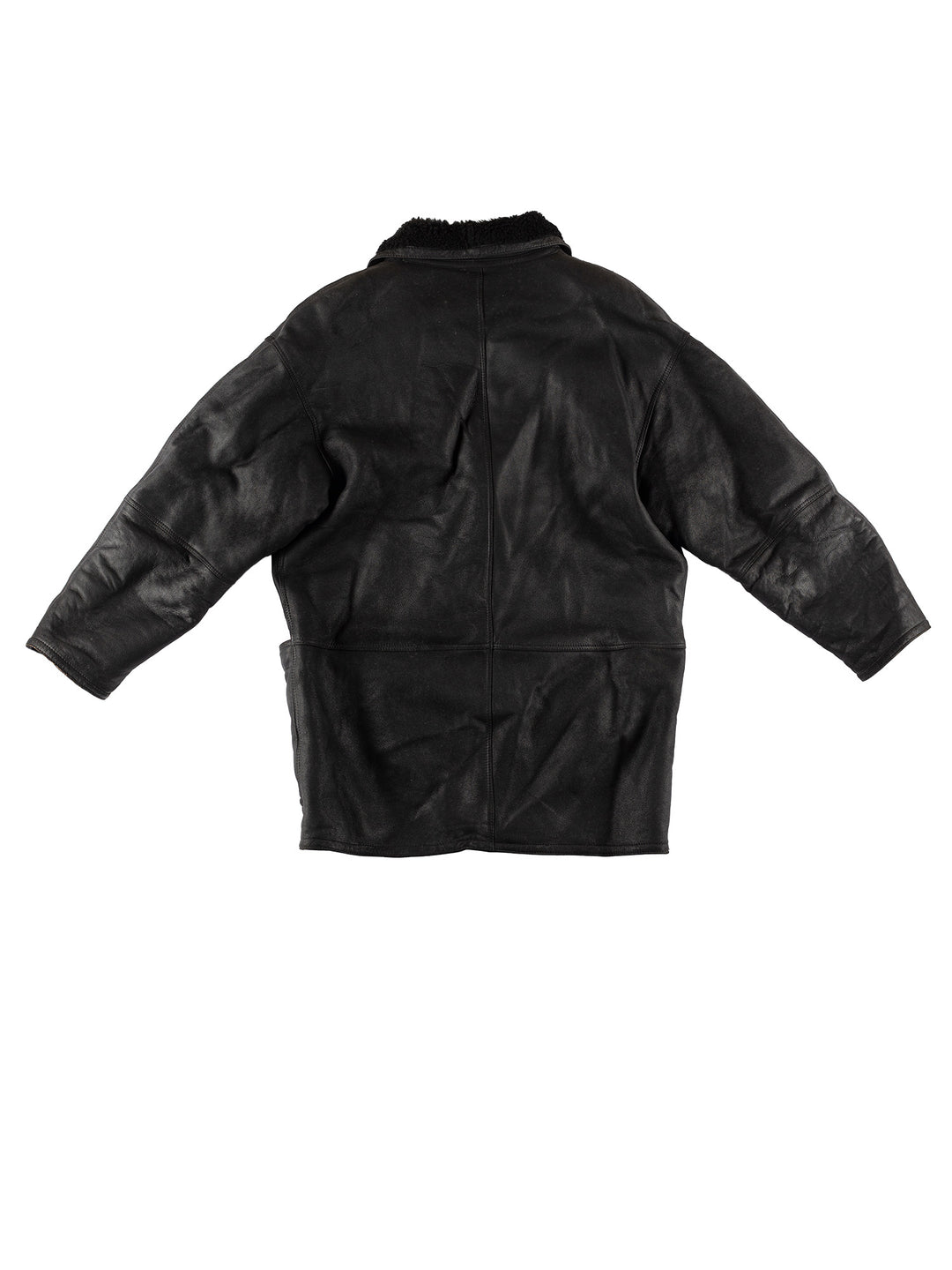Vintage 80's Men Sheepskin Coat in BlackVN478