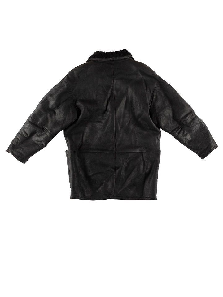 Vintage 80's Men Sheepskin Coat in BlackVN478